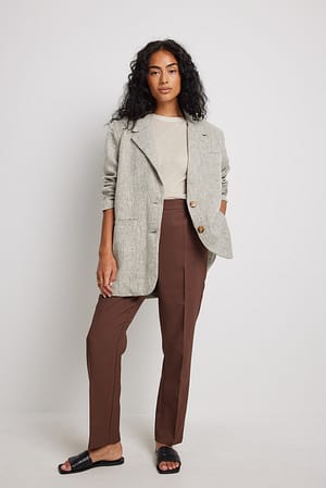 Straight Mid Wasit Suit Pants Outfit
