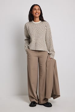 Jacquard Knit Cropped Sweater Outfit