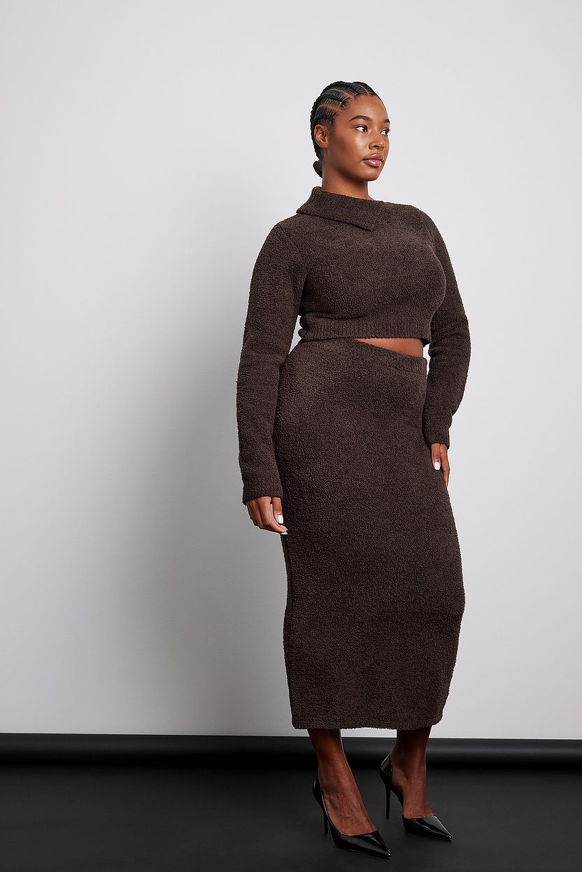 Navy Burgundy Knitted Stretchy Skirt main image 1