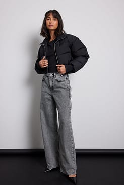 Down Blend Cropped Padded Jacket Outfit