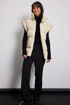 Down Blend Padded Belted Vest Outfit