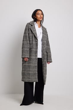 Checked Oversized Coat Outfit