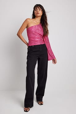 One Shoulder Sequin Top Outfit