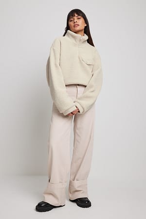 Front Pocket Pile Sweater Outfit