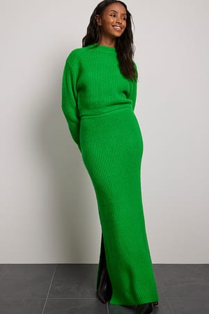 Wool Blend Ribbed Knitted Sweater Outfit