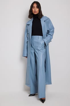 Buckle Detail PU Trenchcoat Outfit.