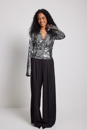 Long Sleeve Sequin Shirt Outfit.