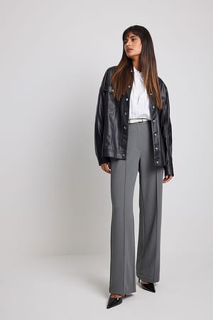 Fitted Wide Leg Suit Pants Outfit