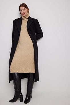 High Neck Oversized Knitted Dress Outfit