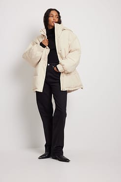 Recycled Waist Drawstring Padded Jacket Outfit