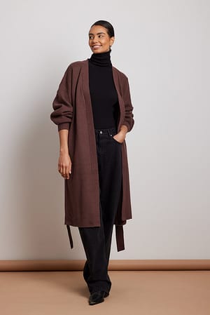 Heavy Knitted Long Cardigan Outfit.