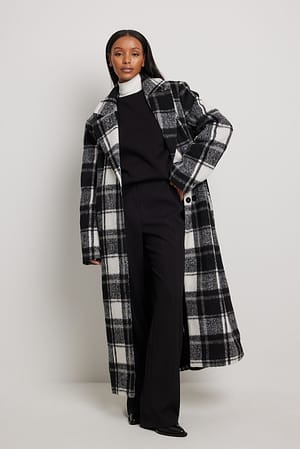 Checked Long Coat Outfit