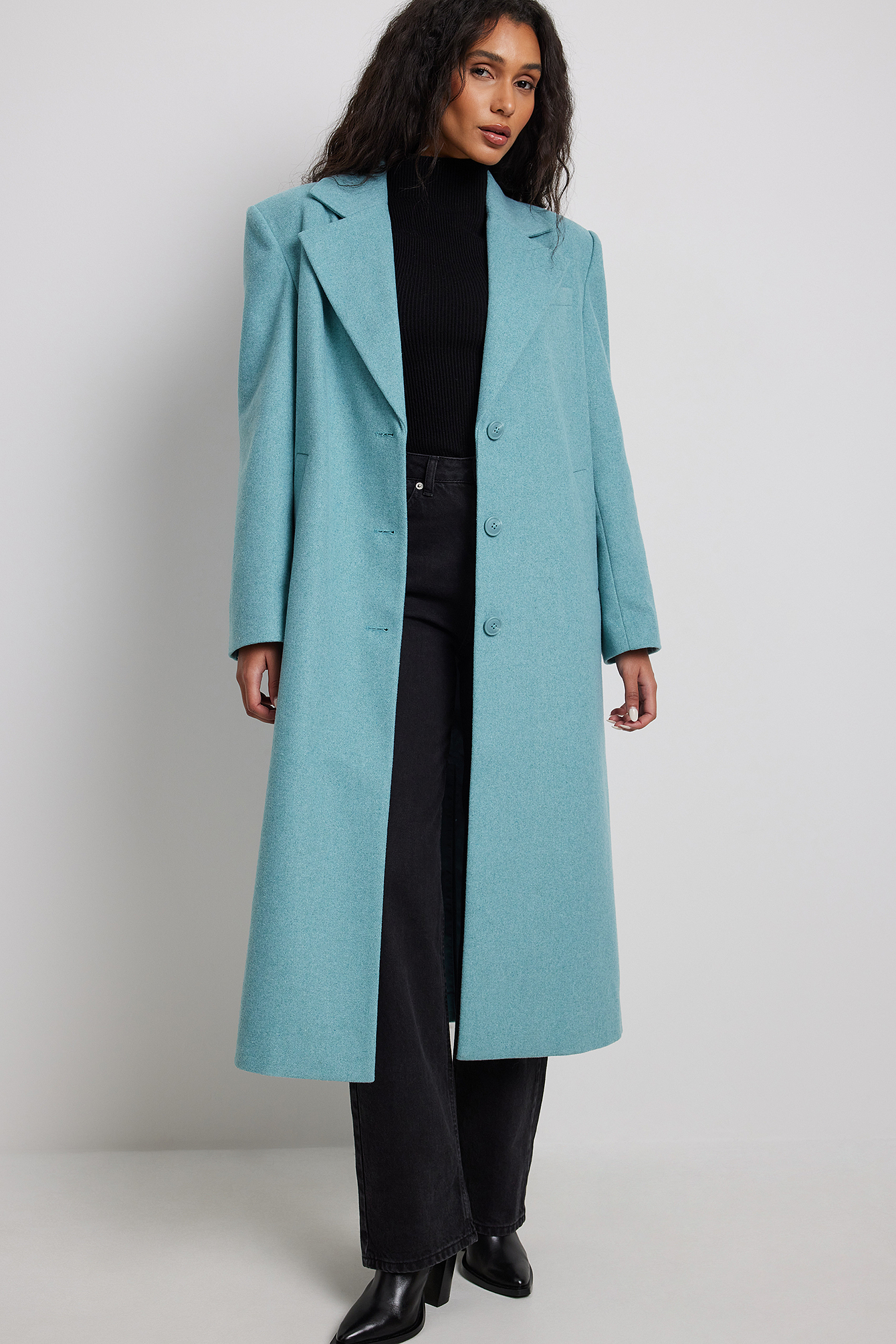 teal duster coat
