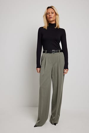 Green Heavy Low Waist Suit Pants Outfit.