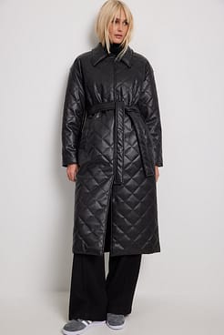 Quilted PU Coat Outfit.