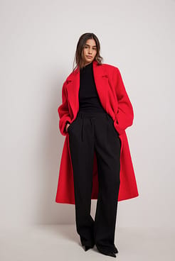 Wool Blend Double Breasted Coat Outfit