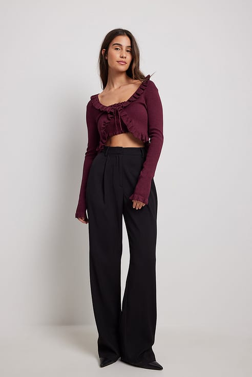 Casual High-neck Knitted Wide-leg Pants Two-piece Suits