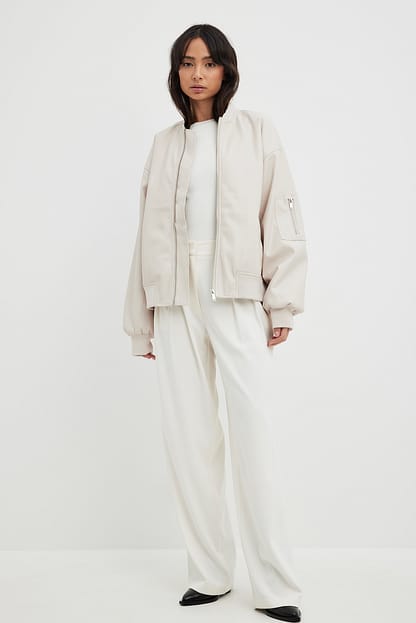 High Waist Ankle Suit Trousers Offwhite | NA-KD