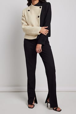 Cropped Textured Blazer Outfits.