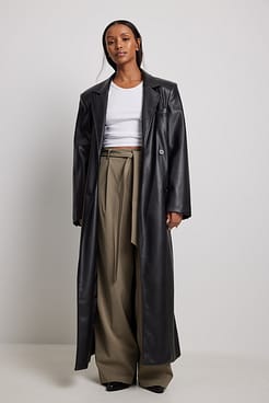 Belted High Waist Wide Leg Suit Pants Outfit.