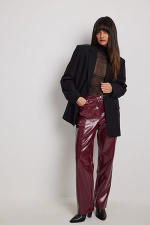 Crinkled PU Pants Outfit.
