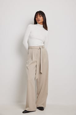 Belted High Waist Pants Outfit.