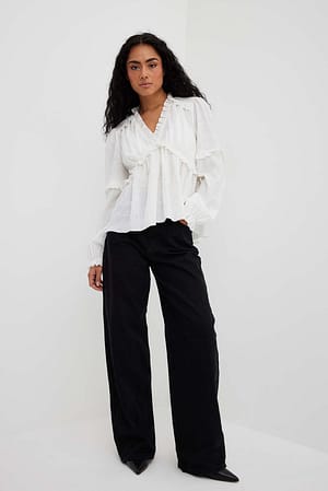 Structured LS Frill Blouse Outfit