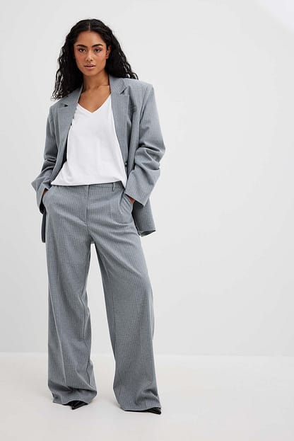 Grey Stripe Oversize blazer