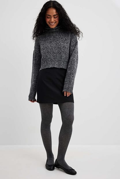 Dark Grey Knitted High Neck Sweater