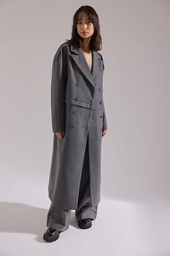 Wool Blend Double Breasted Oversized Coat Outfit.