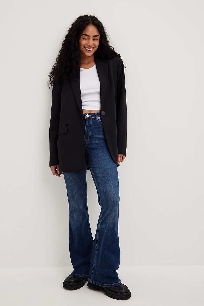 High Waist Stretch Flared Jeans