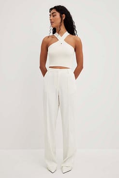 Relaxed Mid Waist Suit Pants Outfit