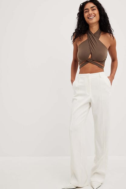 Brown Crossover Strap Top