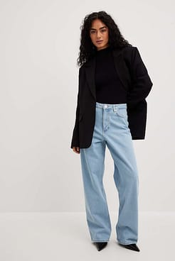 Mid Waist Loose Long Jeans Outfit