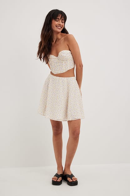 Printed Flowy Mini Skirt Flower | NA-KD