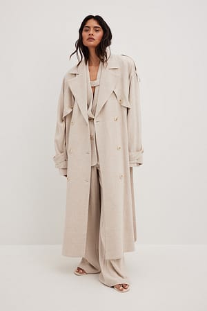 Linen Blend Trench Coat Outfit