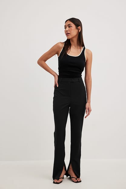 Soft Slit Trousers Black
