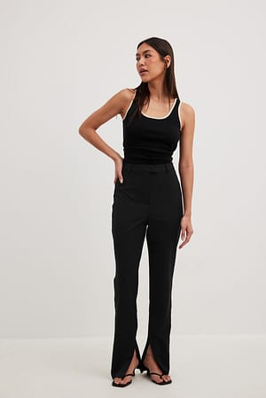 High Waist Slit Suit Trousers Outfit