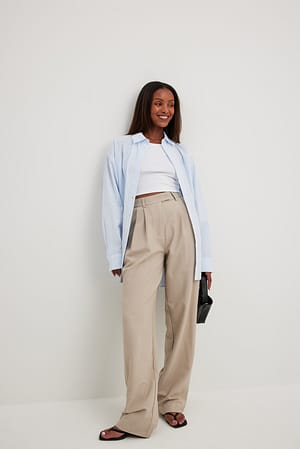 High Waist Pleated Wide Leg Pants Outfit