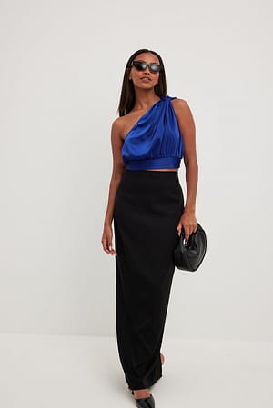 One Shoulder Satin Top Outfit