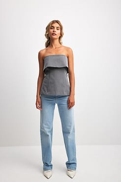 Folded Tailored Bandeau Top Outfit