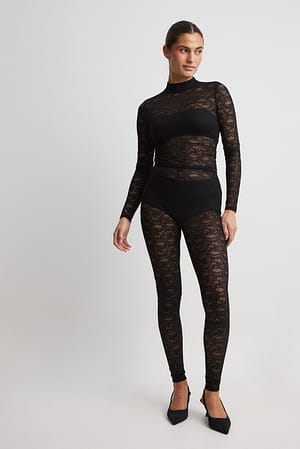 High Waist Lace Leggings Outfiit