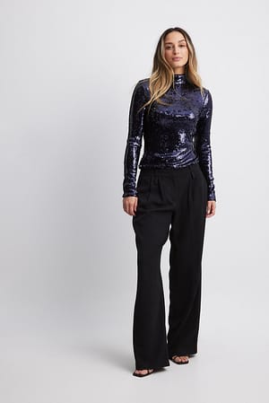Long Sleeve Sequin Top Outfit.