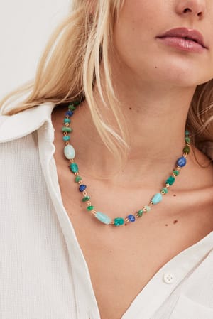 Green/Blue Stone Detailed Necklace