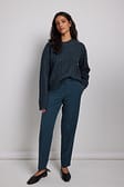 Midnight Blue Straight Ankle Suit Trousers