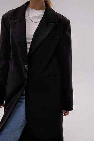 Straight Blazer Wool Coat Black | NA-KD