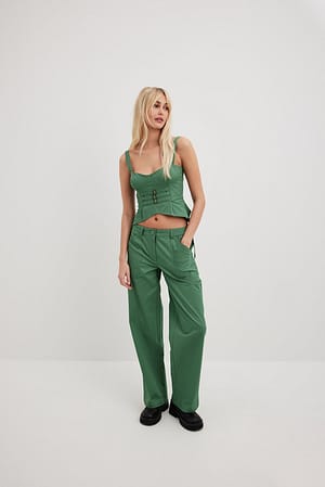 Green Straight Cargo Trousers