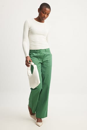 Green Straight Cargo Trousers