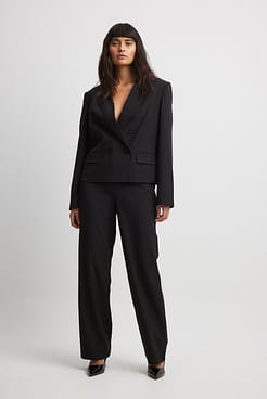 Straight Double Breasted Cropped Blazer Outfit