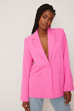 Pink Straight Fit Blazer